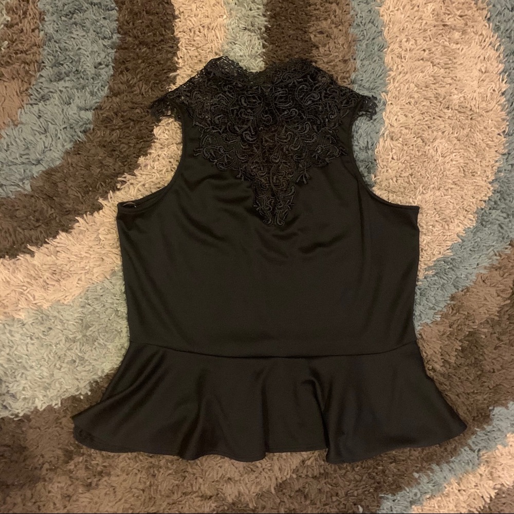 lace top tie neck peplum top